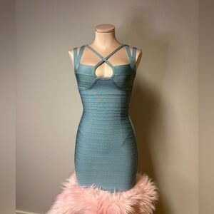 Strappy Bodycon Bandage Dress in Teal